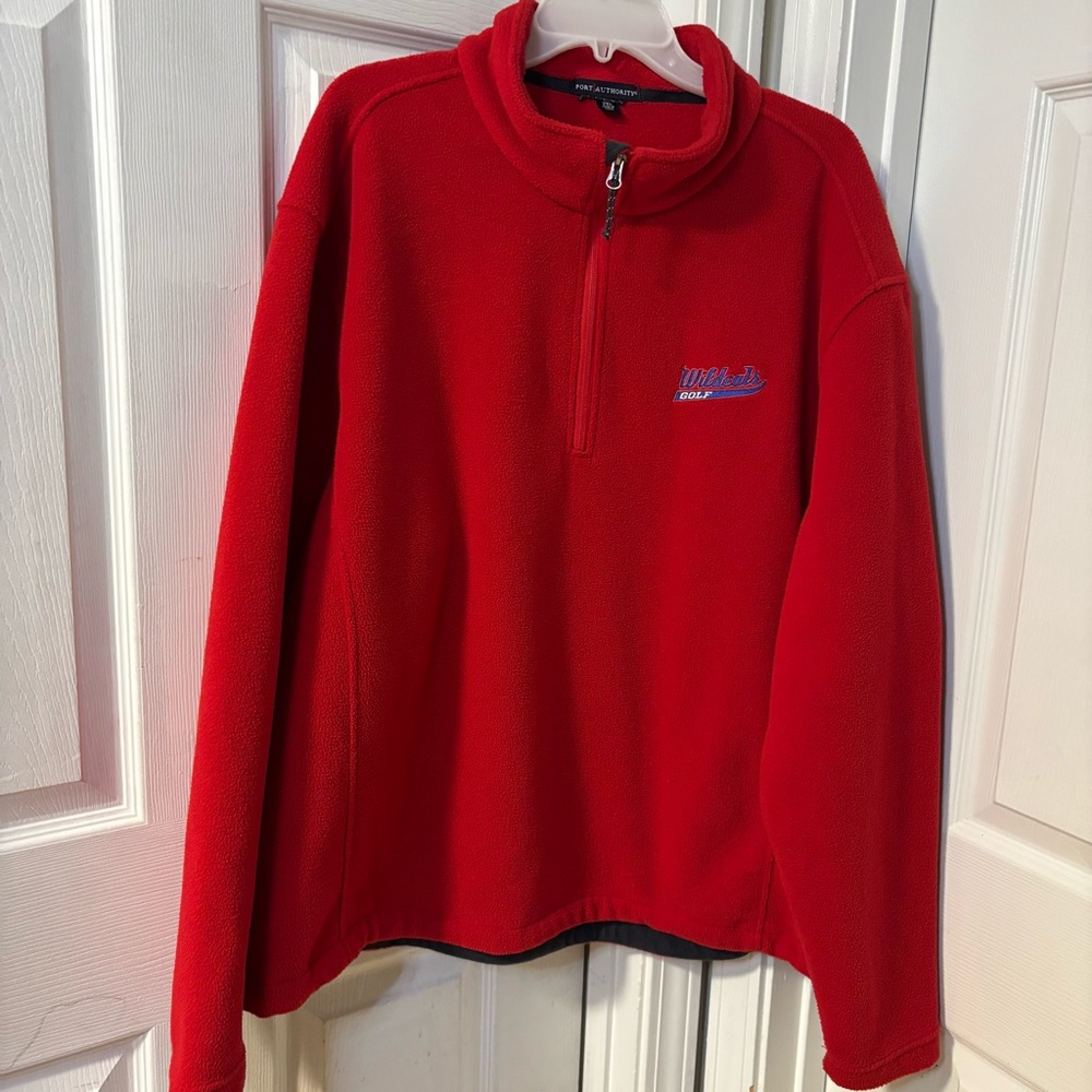 Port Authority Red 1/2 Zip Up Fleece Sweater Wildcats Golf Embroidered